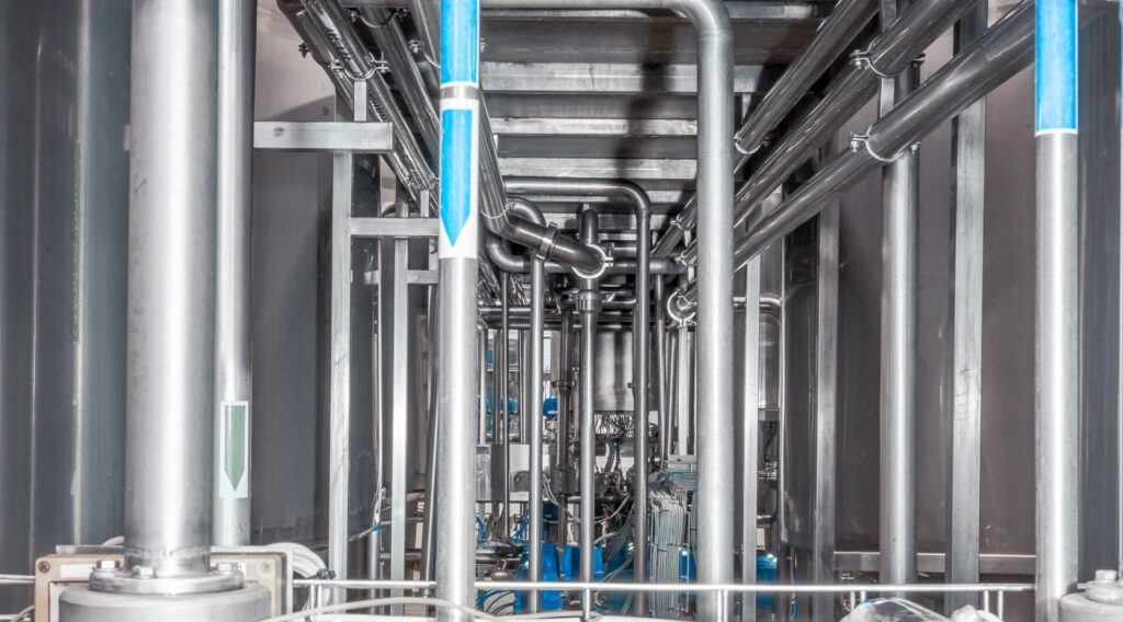 stainless-steel-pipes-factory-construction-food-production-abstract-industry-background