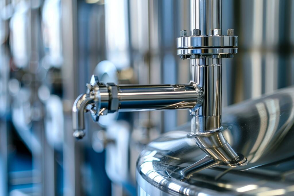 closeup-modern-industrial-piping-system-polished-metal-surfaces-complex-infrastructure